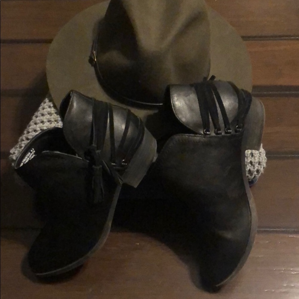 Black Faux Leather Booties 9.5